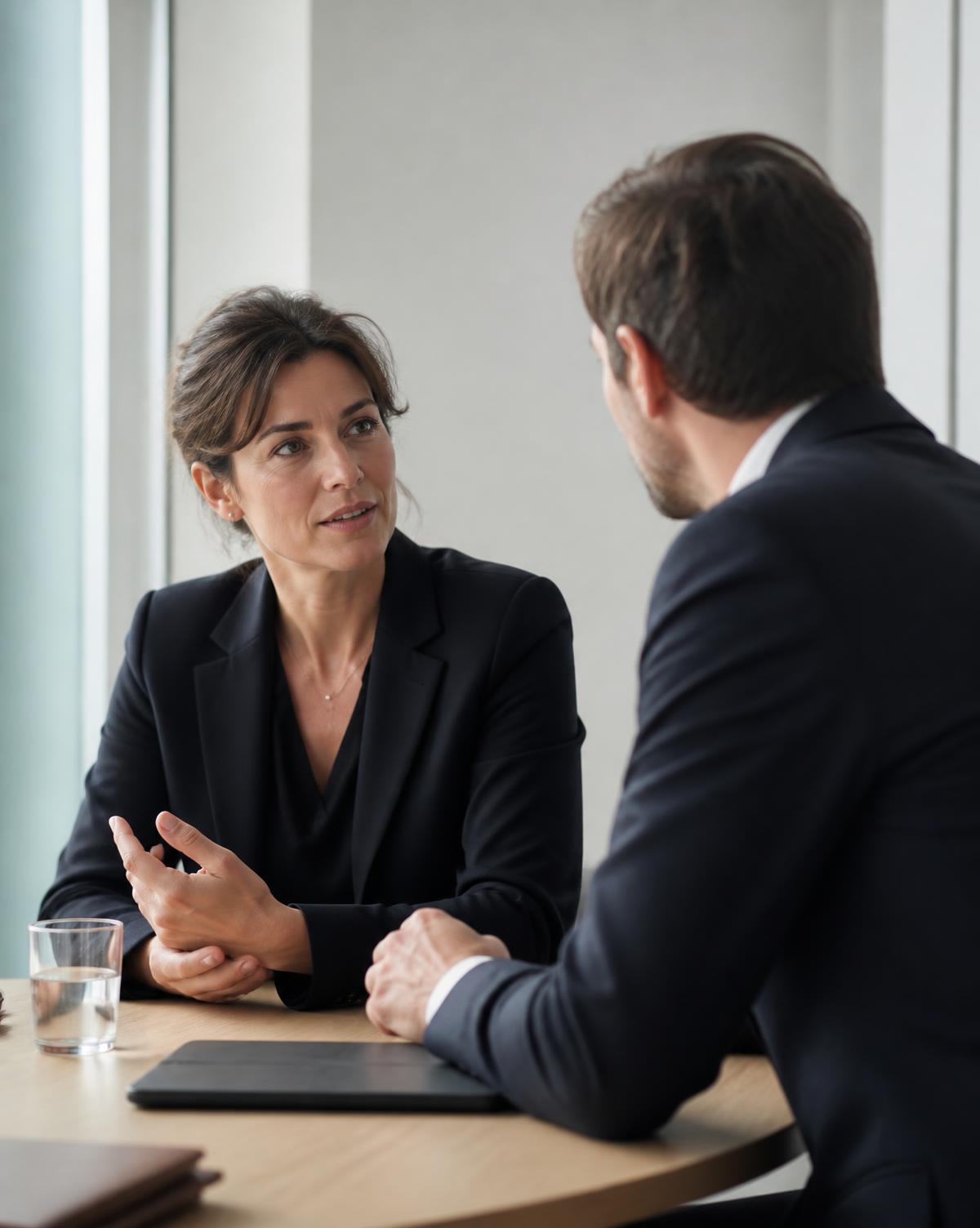 Entretien commercial dans un bureau lumineux